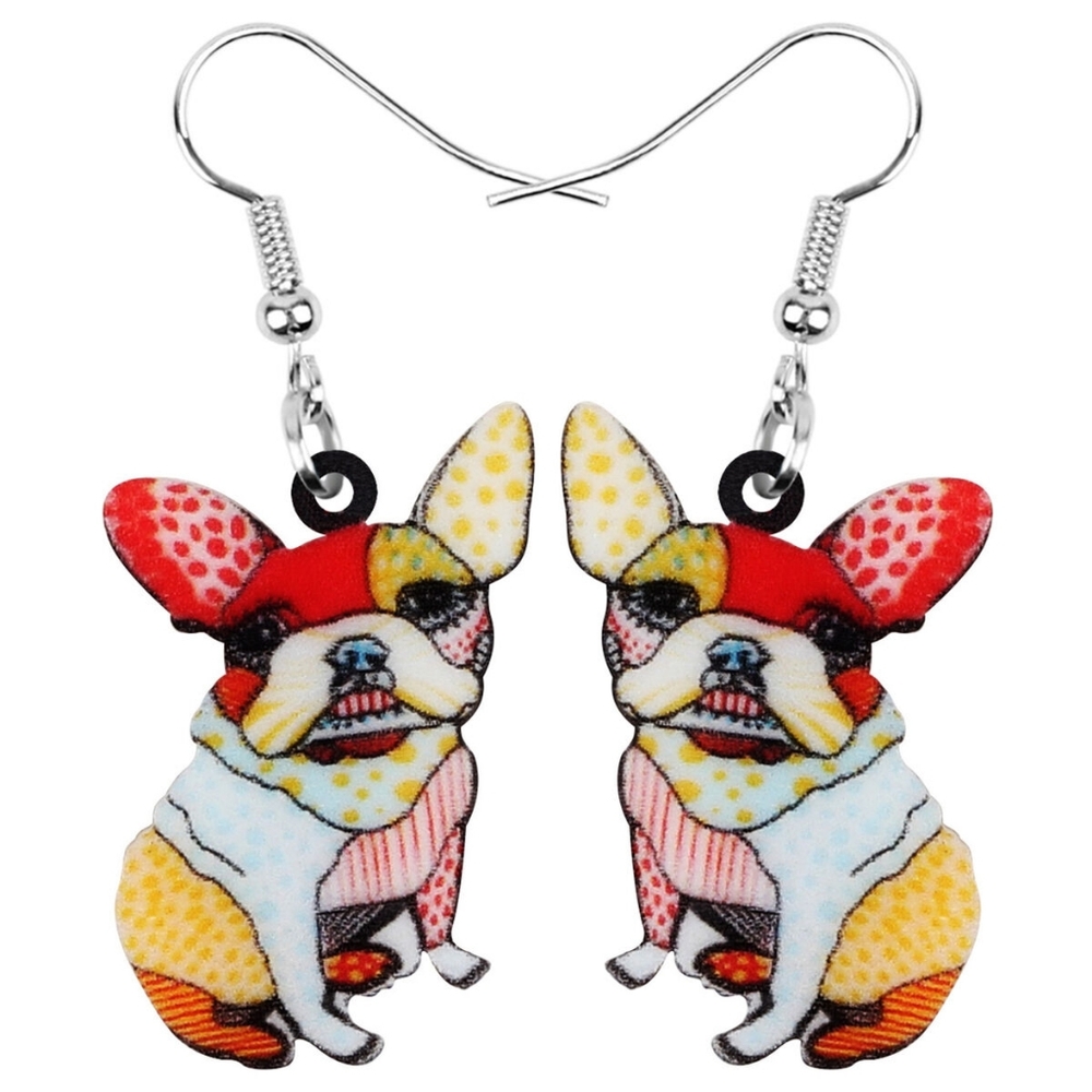 🍂Bonsny Acrylic French Bulldog Drop/Dangle Earrings-Colorful, Funny Dog Jewelry
